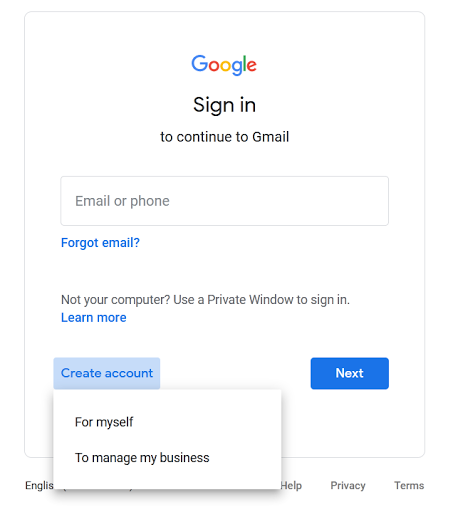 Gmail Account create