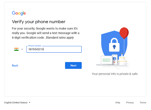 Google Account mobile veryfication