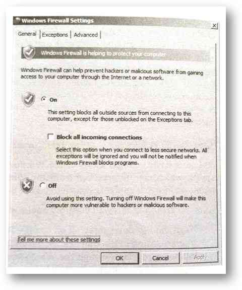 Configuring the windows firewall